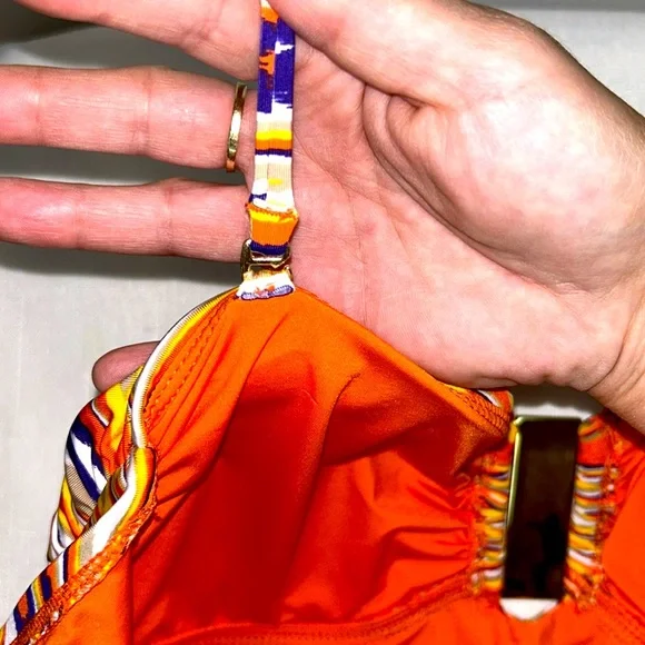 VIX Paula Hermanny One Piece Multicolor Swimsuit 24K Gold-Plated Details Size 12 - Picture 10 of 13